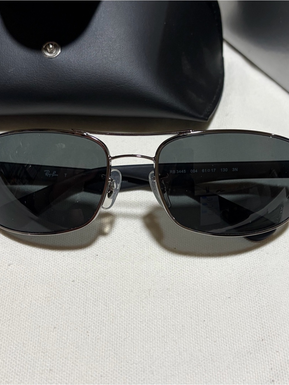 Ray-Ban Gunmetal Sunglasses with Dark Green Lenses